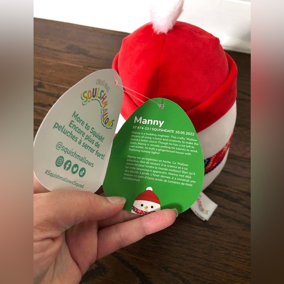 *NWT* Squishmallows Holiday 8” Manny the Snowman w/Fuzzy Hat - Picture 5 of 8